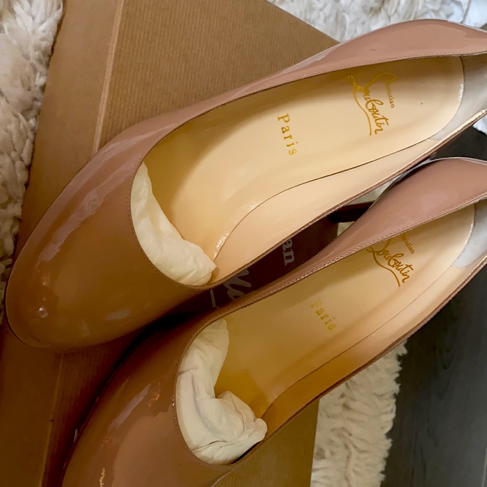 Christian Louboutins, nude pumps